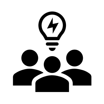 image of three people with a lightbulb over their heads